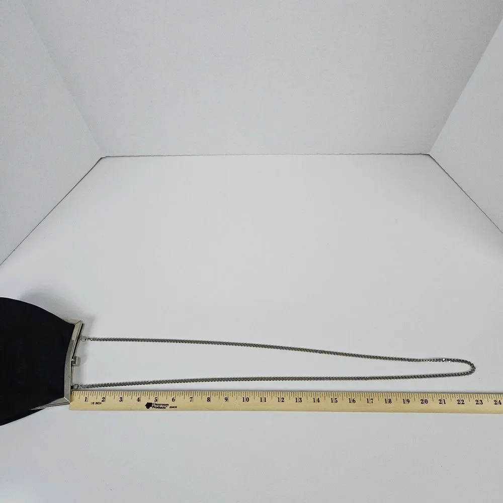 Liz Claiborne Small Purse Clutch‎ Black Long Chain 100% Polyester Top Clasp